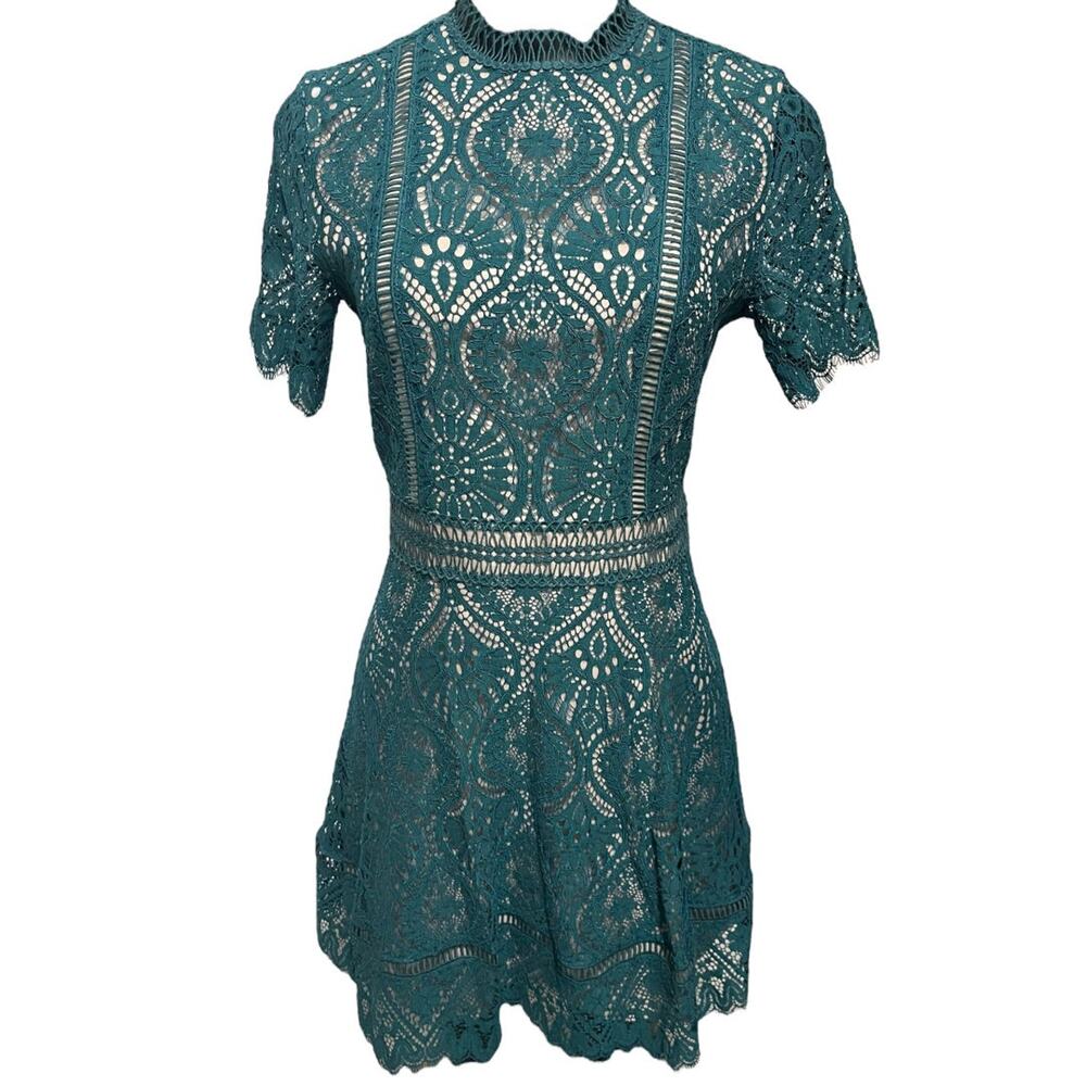 Size 0 BB Dakota New Dress‎ Evergreen Lace Overlay A-Line